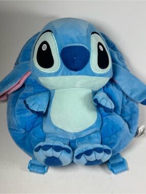 Disney Lilo And Stitch Blue Backpack Plush 11" Aoger Zipper Pouch Bag Straps